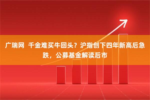 广瑞网  千金难买牛回头？沪指创下四年新高后急跌，公募基金解读后市