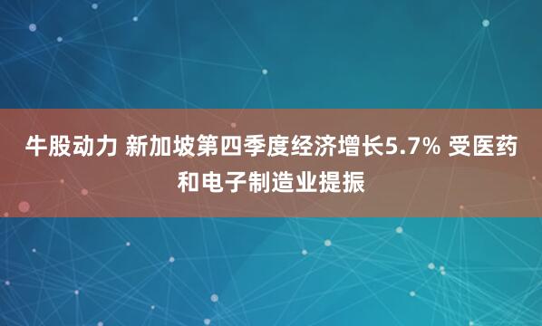 牛股动力 新加坡第四季度经济增长5.7% 受医药和电子制造业提振